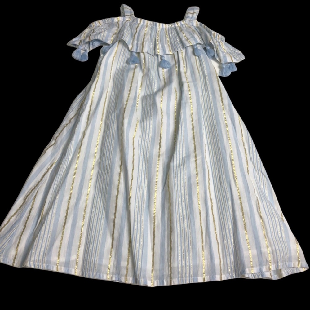 lulurain blue & gold tassel dress girl’s 6 (US)